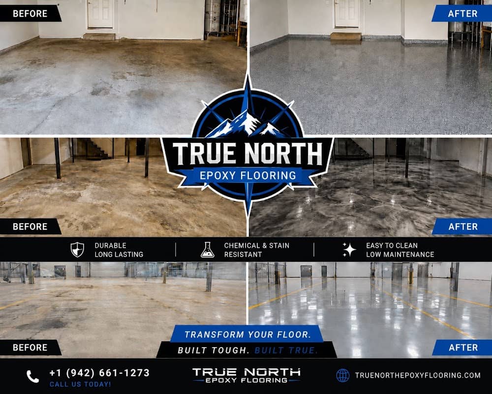 Concrete work photographed at True North Epoxy & Flooring Services